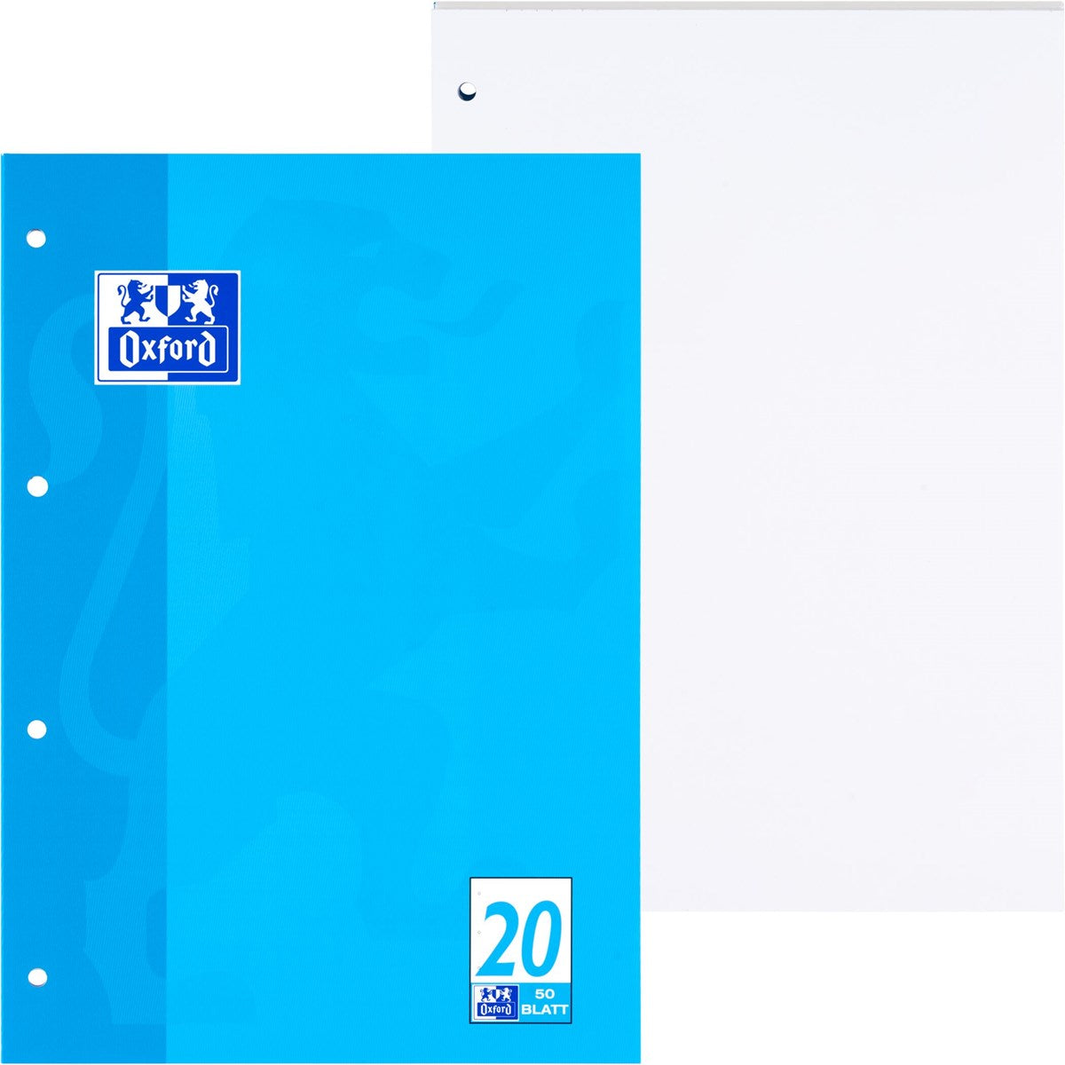 OXFORD Schule Schulblock A4, kopfgeleimt, 50 Blatt, Optik Paper®, 4fach gelocht - verschiedene Ausführungen