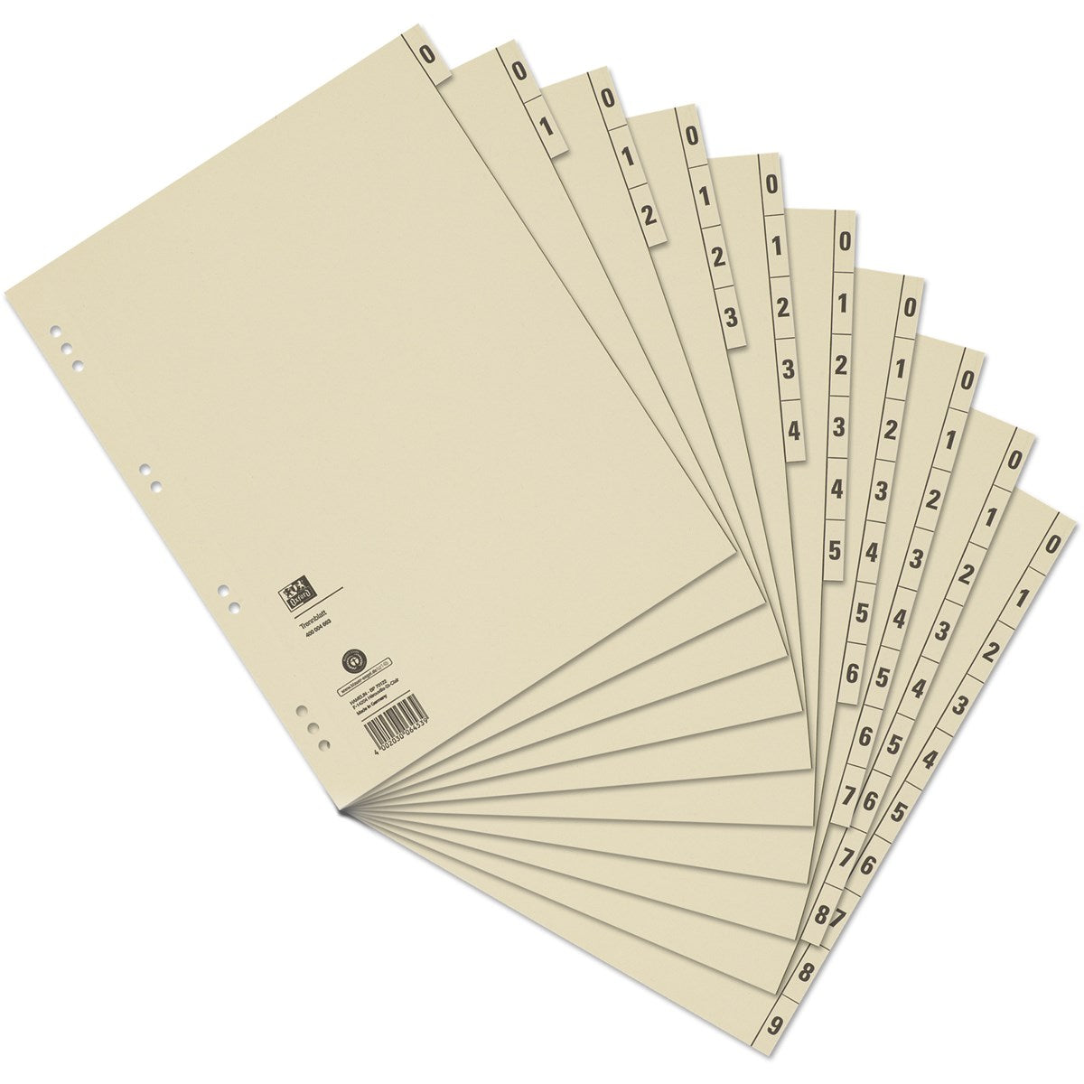 Oxford Trennblatt A4 mit Perforation aus Kraft- und Manilakarton - verschiedene Ausführungen