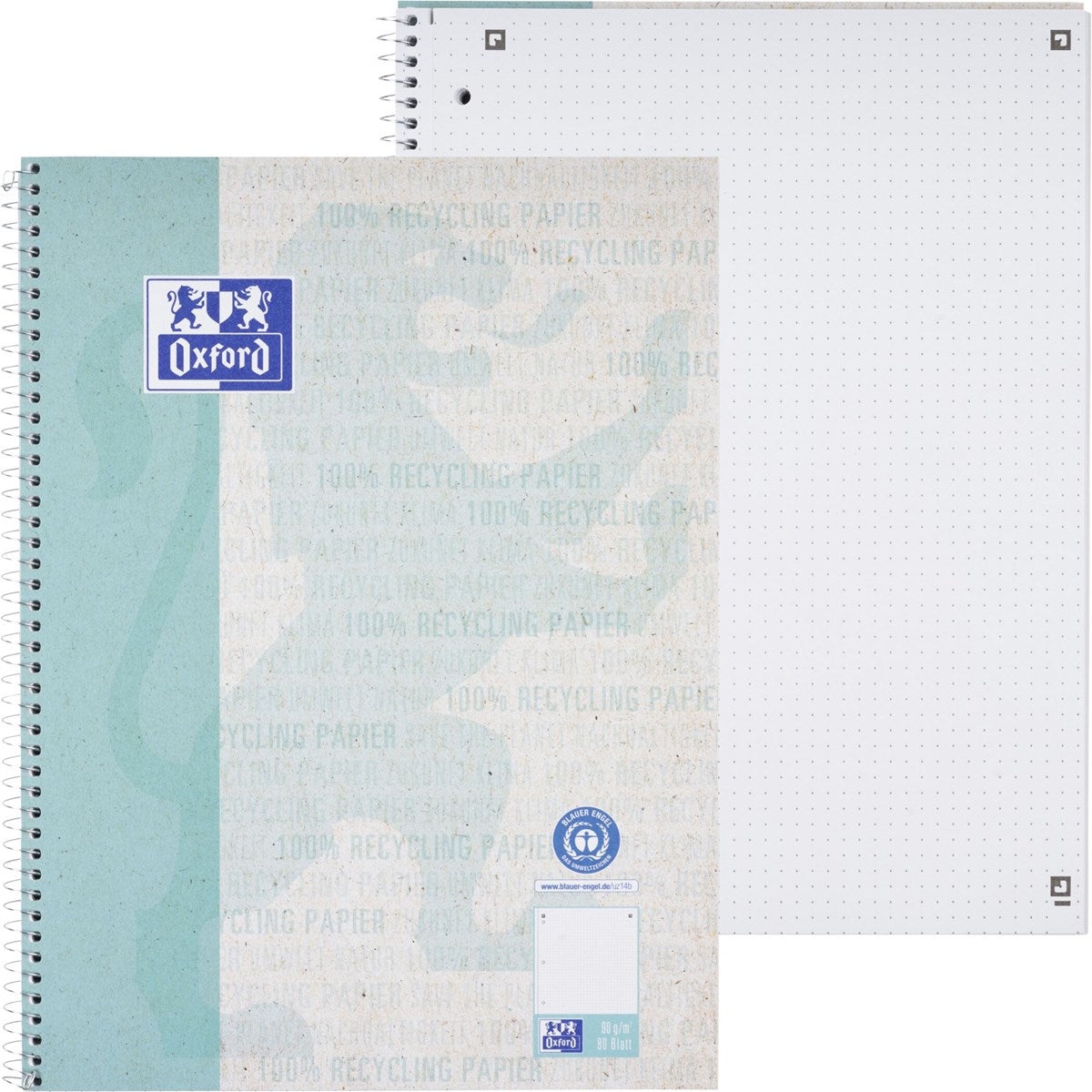 Oxford Recycling College- und Schulblock A4/A5+, 50-80 Blatt, Optik Paper® - verschiedene Lineaturen