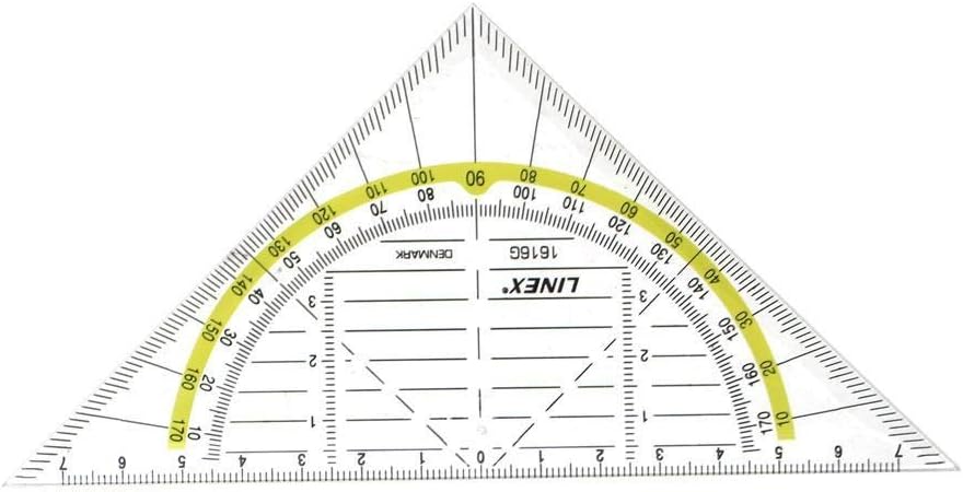 LINEX Geometrie-Dreieck mit Winkelmesser, Facette, metrischer Skala und abnehmbarem Griff - verschiedene Ausführungen