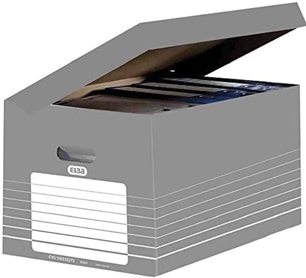 ELBA Archivbox mit Klappdeckel "tric", zur Archivierung Ordnern aus Karton, grau /weiß