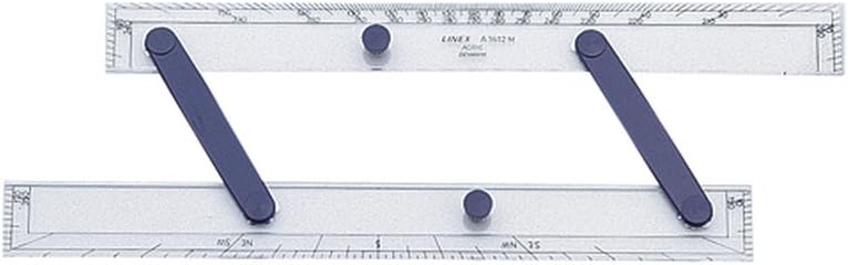 LINEX Parallellineal mit Winkelmesser, Facetten an 4 Seiten, Korkunterseite, Acryllineal und Aluminiumgelenke