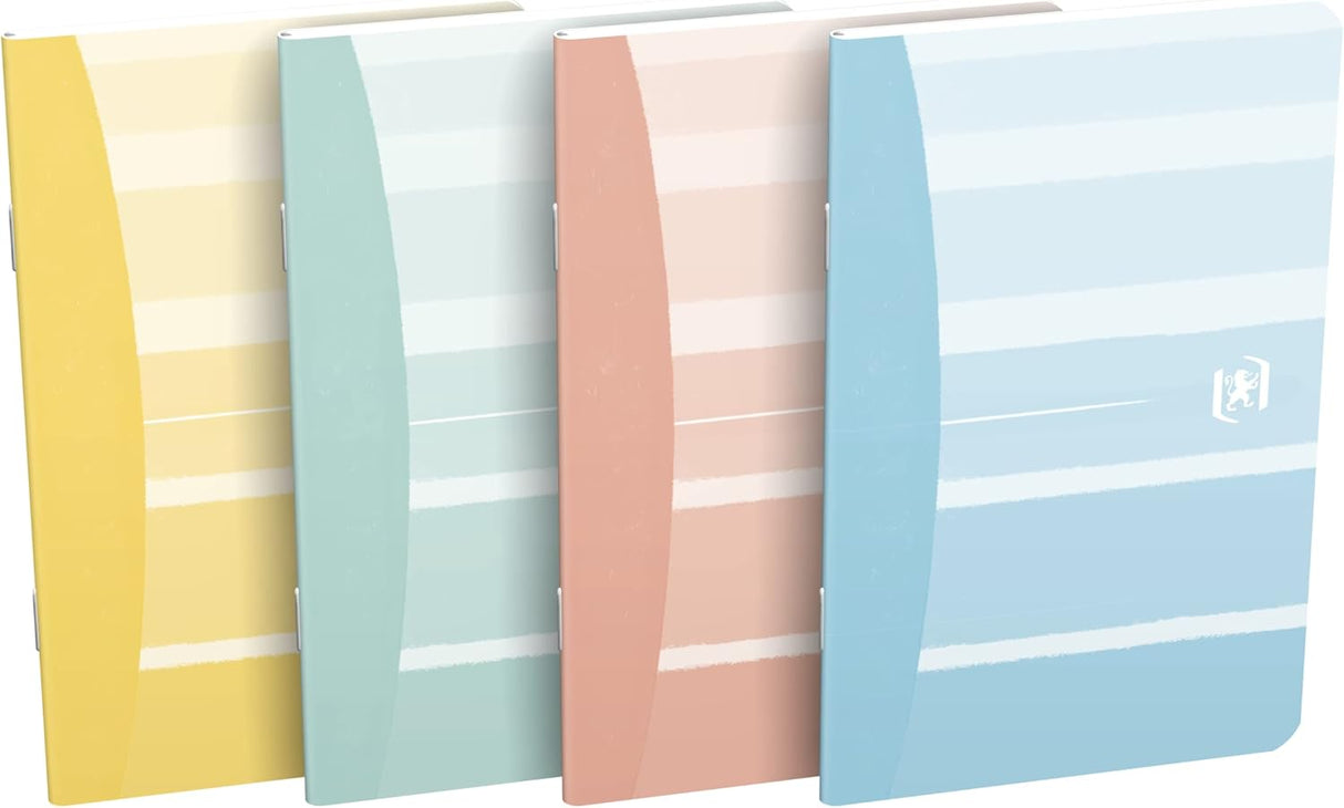 Oxford GO Iconic Notizheft 9x14 cm, liniert, geheftet, 30 Blatt, Optik Paper, EU Ecolabel, 4 Farben sortiert