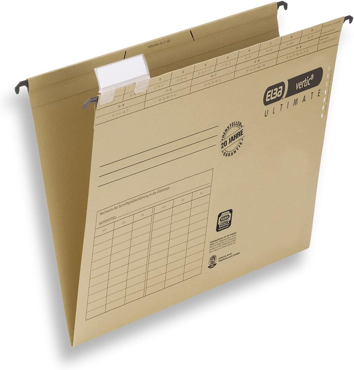 ELBA Hängeaktenmappe "vertic ULTIMATE" mit Tasche, Komfort-Sichtreiter und kaufmännischer Heftung für ca. 330 DIN A4-Blätter