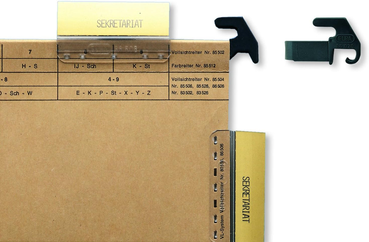 ELBA Stecker "VL", aus PS, zum Umrüsten von Elba vertic- auf VL-Registratur, zum Aufstecken auf Hängenasen für vertikale und laterale Ablage, anthrazit