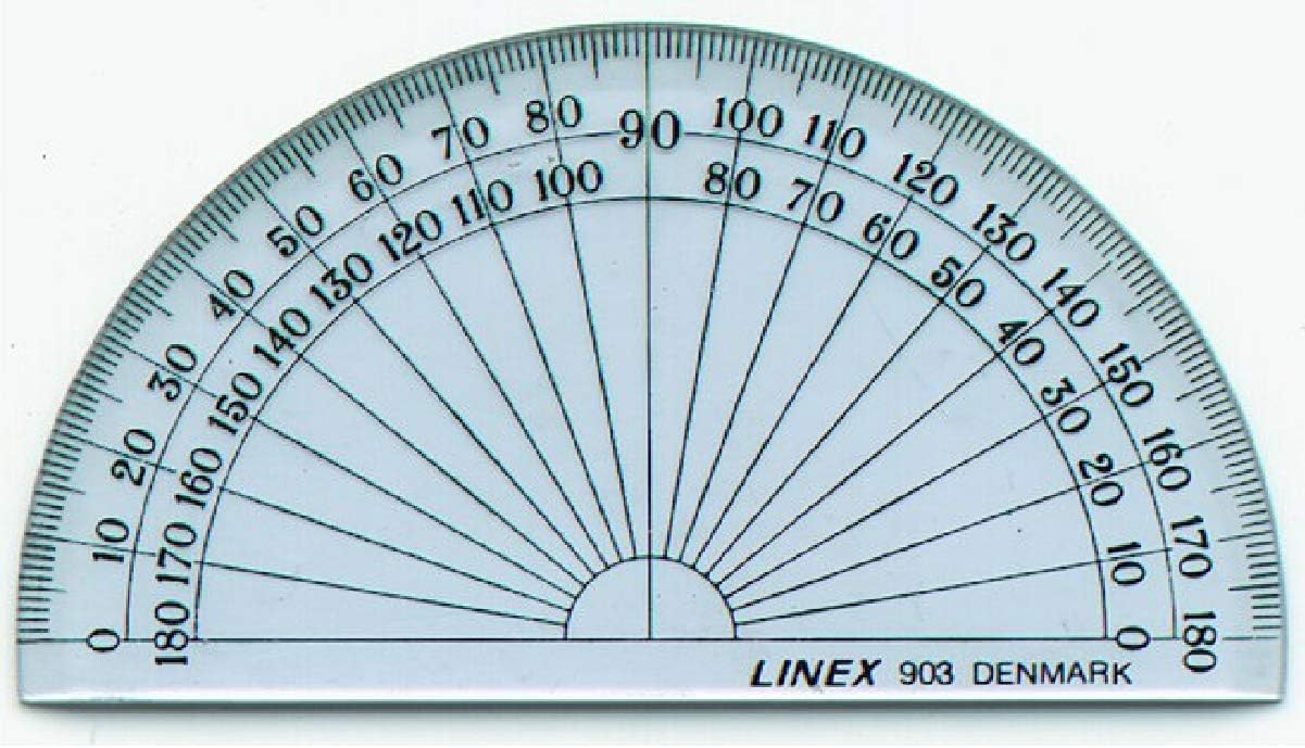 LINEX Nature Serie Winkelmesser aus Maisstärke, transparent, 100 mm Durchmesser, 2 mm dick, 180° Bogenlänge, Facette, biologisch abbaubar