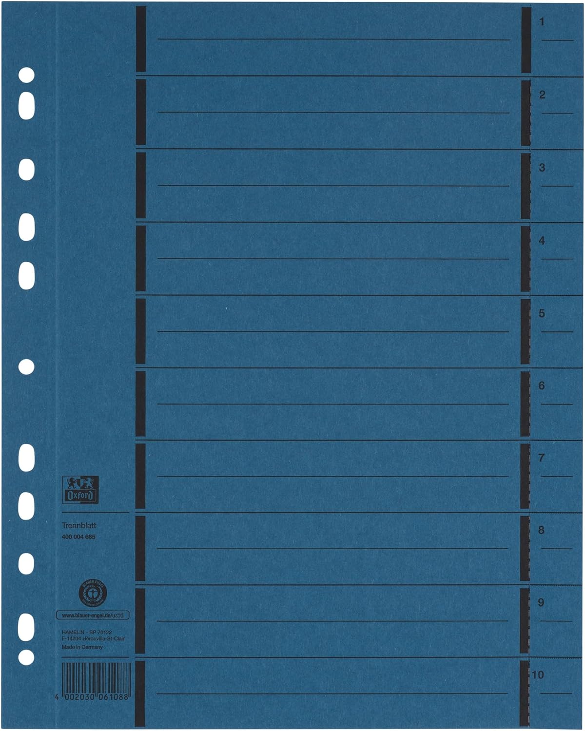 Oxford Trennblatt A4 mit Perforation aus Kraft- und Manilakarton - verschiedene Ausführungen