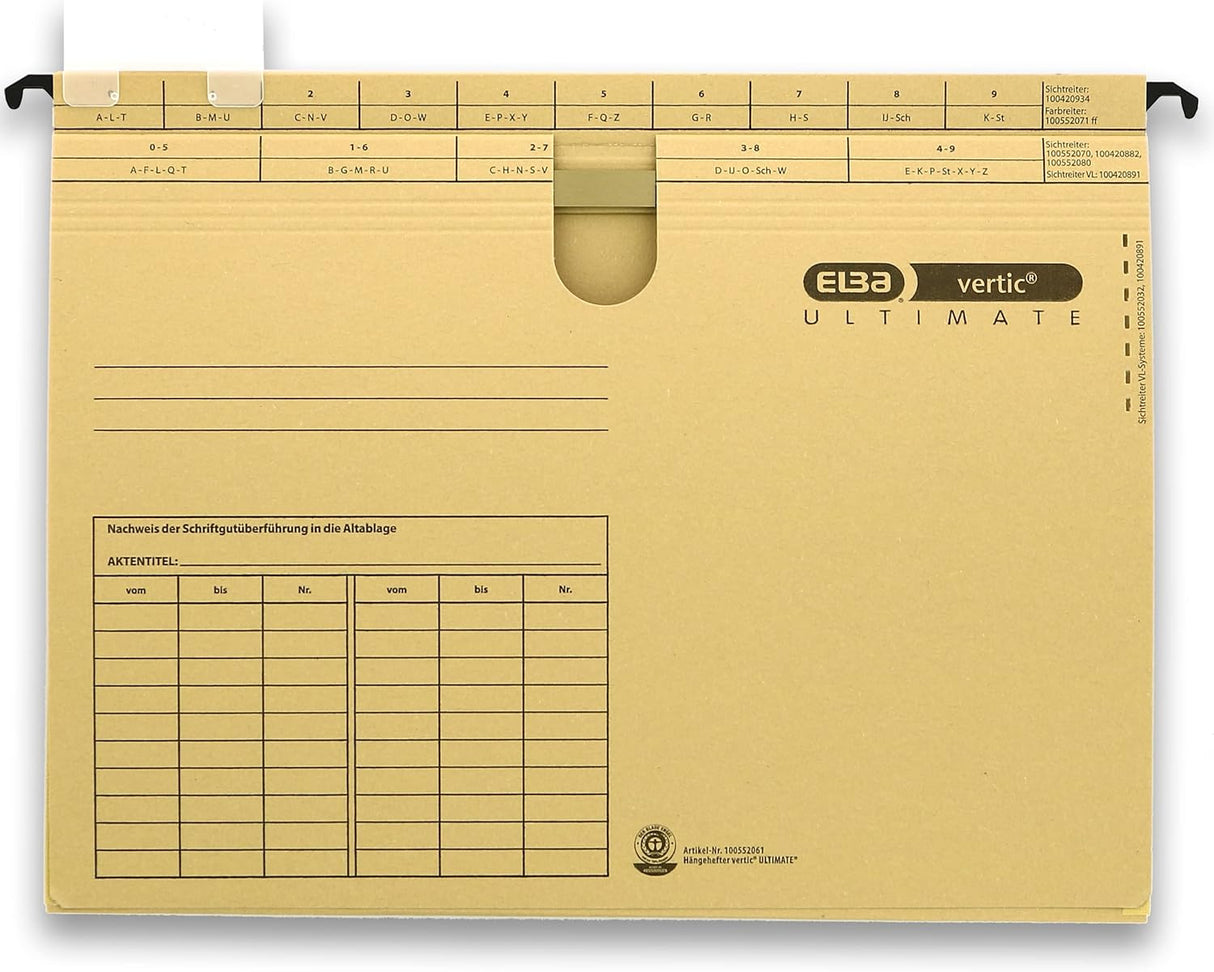 ELBA vertic ULTIMATE Heftsystem mit Komfort-Sichtreiter und Heftungen für ca. 200 DIN A4-Blätter, naturbraun