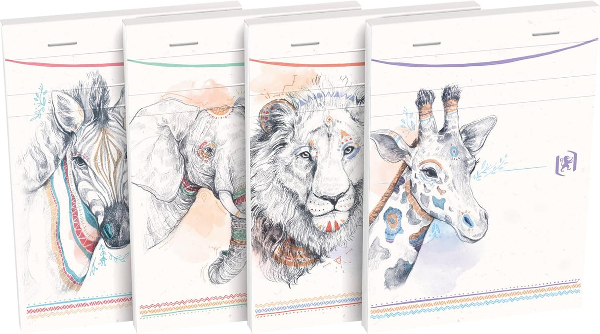 OXFORD GO Boho Spirit Notizblock A6, kopfgeheftet, liniert 7 mm, Perforation, Softcover mit Soft Touch Finish, 80 Blatt, Optik Paper, sortierte Motive