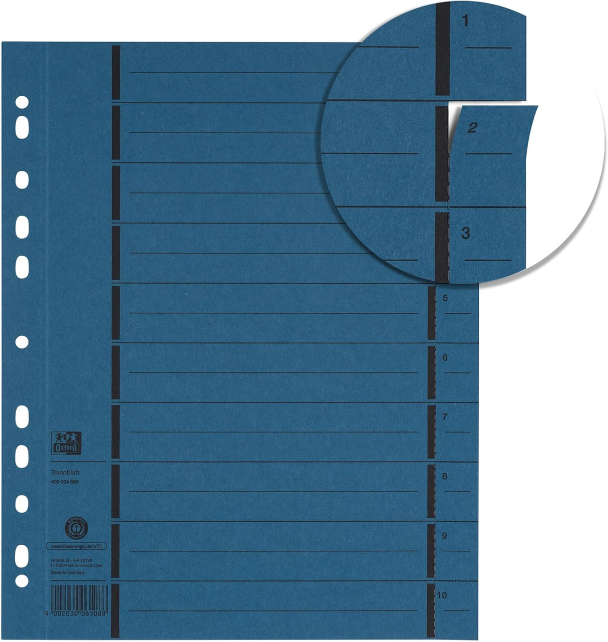 Oxford Trennblatt A4 mit Perforation aus Kraft- und Manilakarton - verschiedene Ausführungen