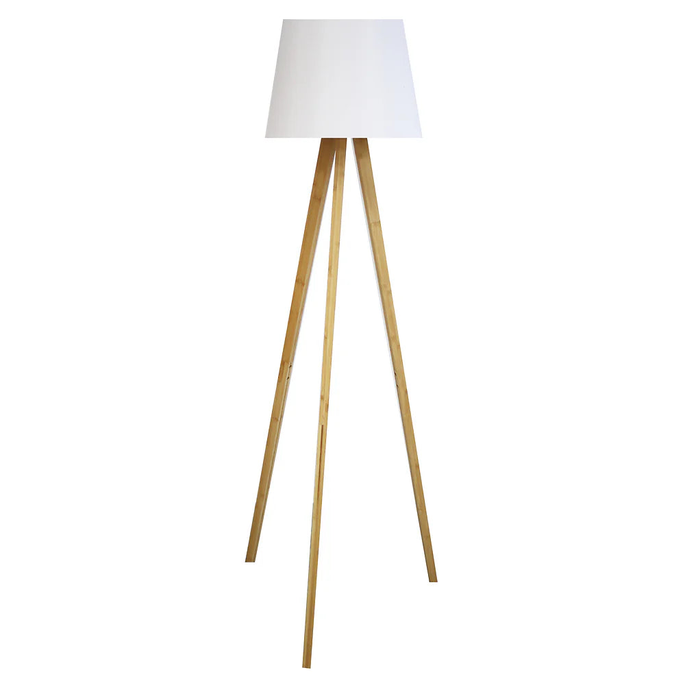 Unilux TOOKA LED Standleuchte weiss-bambus, mit Bambus-Gestell und Textilschirm, separates Leuchtmittel