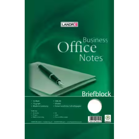 LANDRÉ Briefblock Notizblock | A4 | 50 Blatt | 70 g/m² | blanko