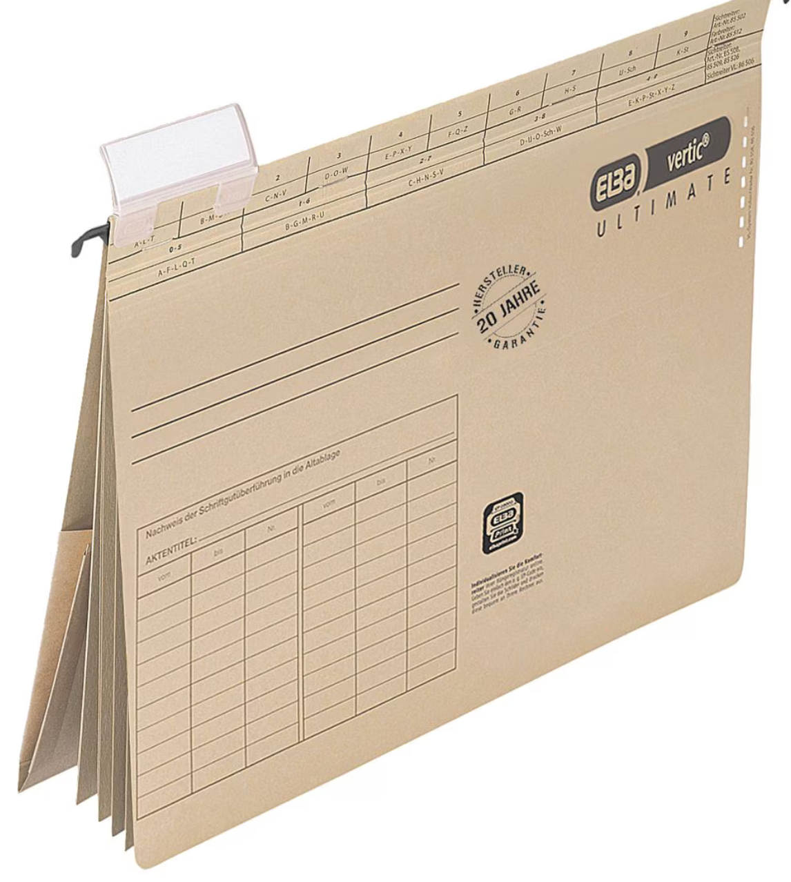 ELBA vertic ULTIMATE Heftsystem mit Komfort-Sichtreiter und Heftungen für ca. 200 DIN A4-Blätter, naturbraun