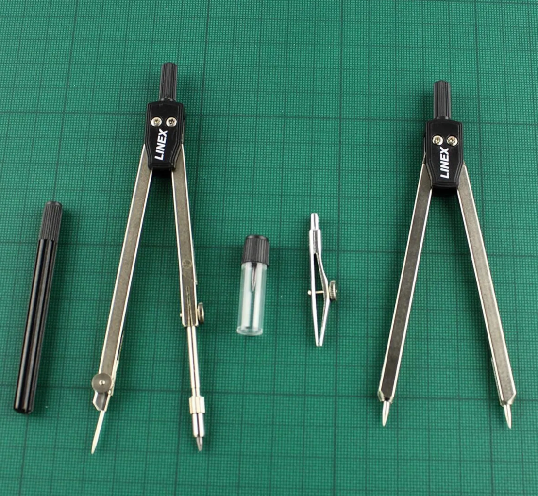 LINEX Zirkel-Set mit Kniegelenk, Stifthalter, Ersatzminen und Stechzirkel - verschiedene Ausführungen