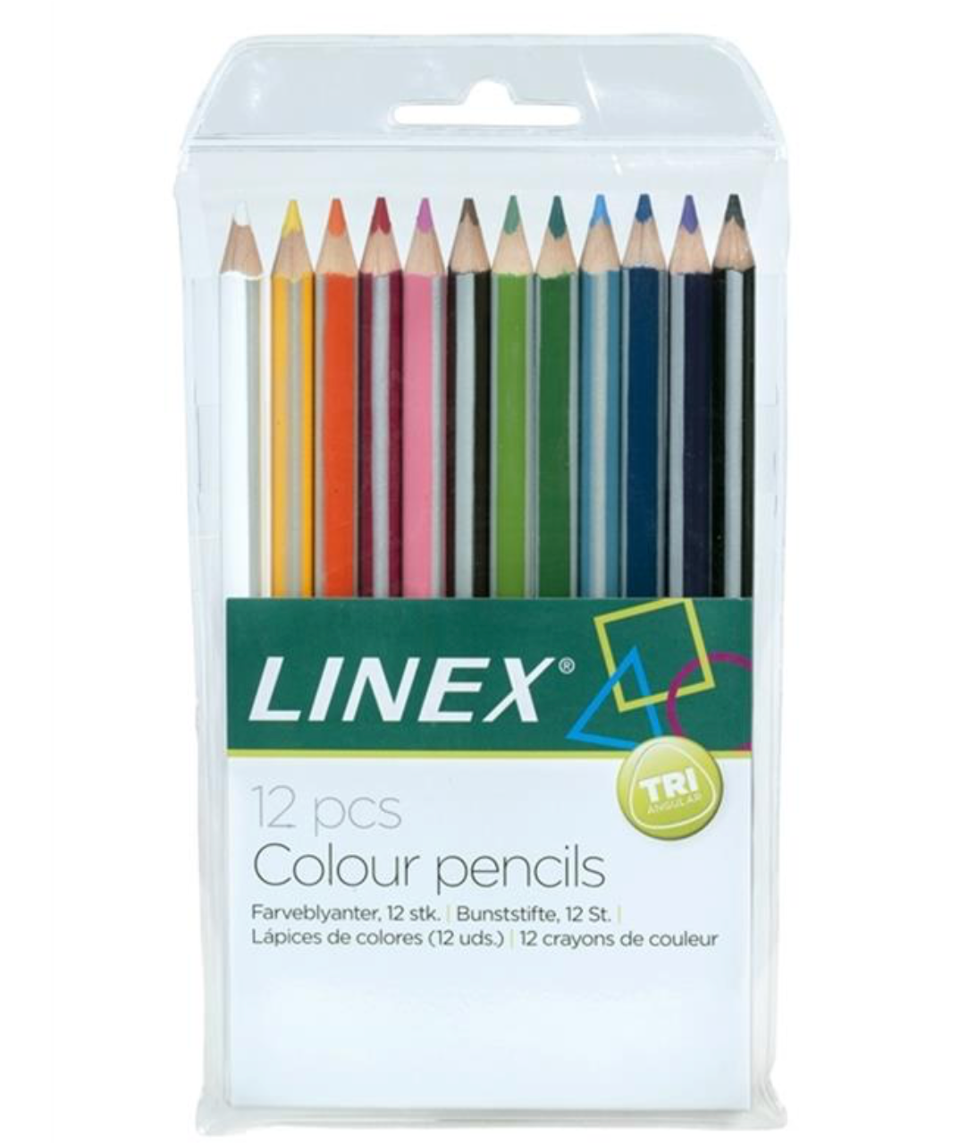 LINEX CPL12 Jumbo-Buntstifte, Set mit 12 Farben, Ergonomische Dreiecksform, beschriftbares Namensfeld auf der Kunststoffverpackung
