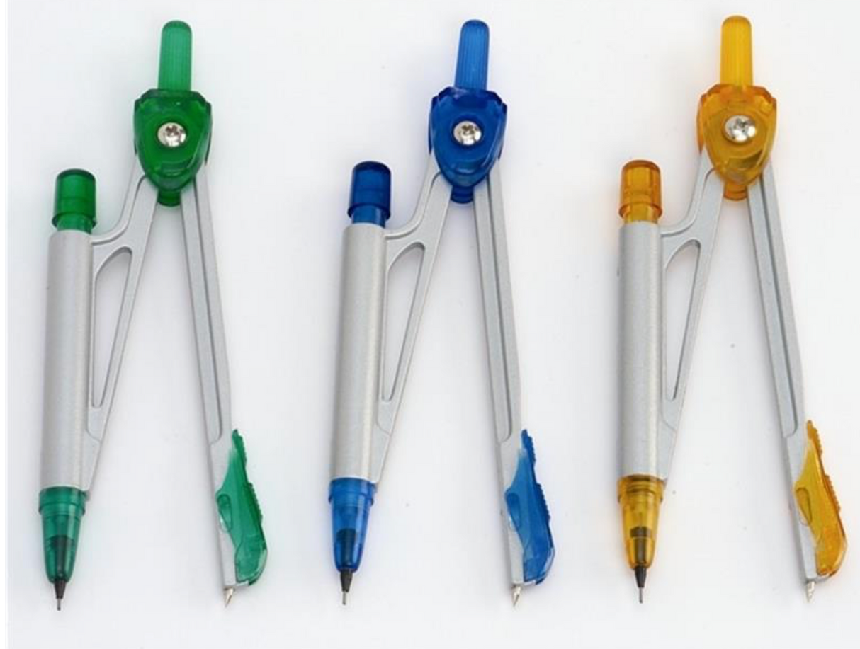 LINEX Schul-Zirkel mit 0,5 mm Bleistiftmine, Ersatzminen, im Polybeutel mit Namensfeld, 12 Stck. im Karton, farblich sortiert