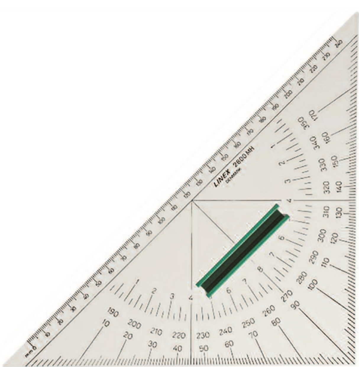 LINEX Navigation Kursdreieck Nautischer Winkelmesser mit innenliegendem Nullpunkt und Gradzahlenskala 0° bis 359°