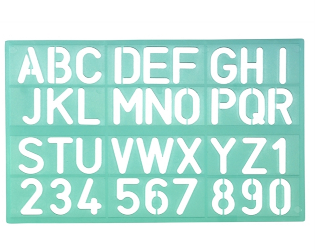 LINEX 8530 Schriftschablone, Standard, Schrifthöhe 30 mm, Großbuchstaben, Ziffern