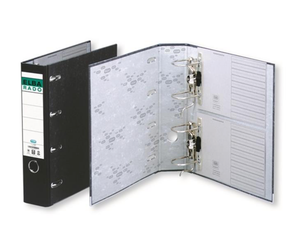 ELBA Doppelordner "rado Wolkenmarmor", 2 x A5 quer, mit aufgeklebtem Rückenschild, Rückenbreite 7,5 cm