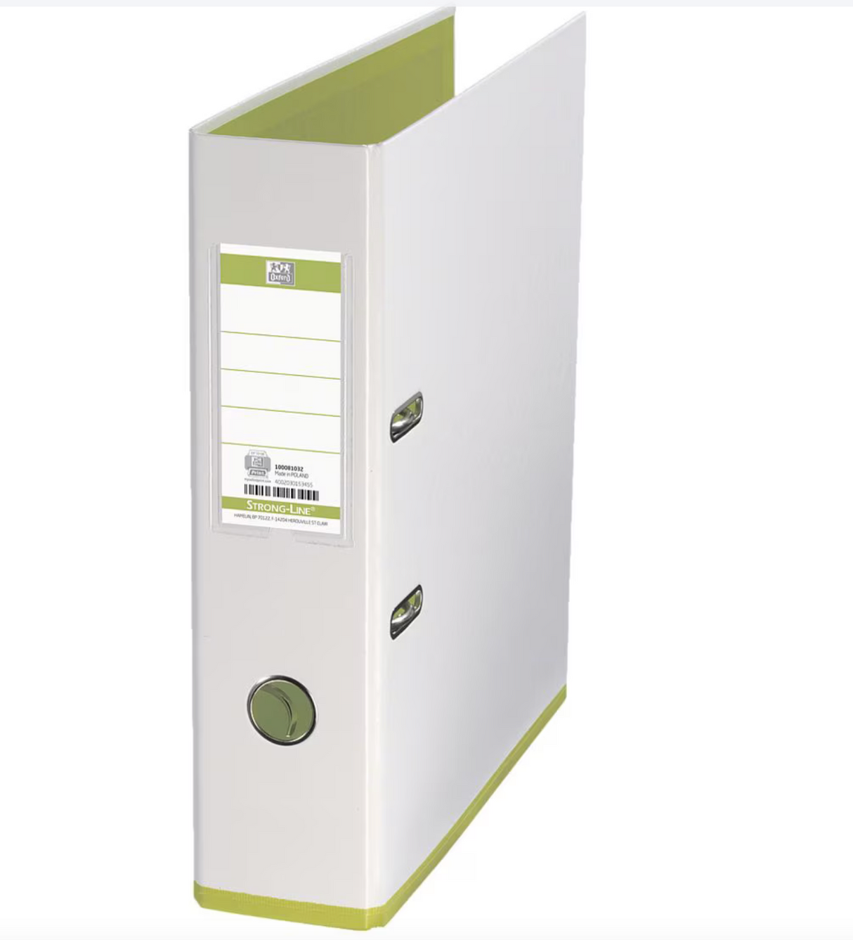 ELBA Ordner-Rückenschild "rado brillant" kurz, aus 240 g/m² Karton (RC), zum Einstecken, für Rückenbreite 8 cm, weiß mit grün/schwarzem Logoaufdruck, Beutel mit 10 Schildern