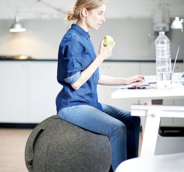 Unilux ERGO SPHERE Sitzball grau, mit waschbarem Filzbezug, Lieferung inkl Handpumpe