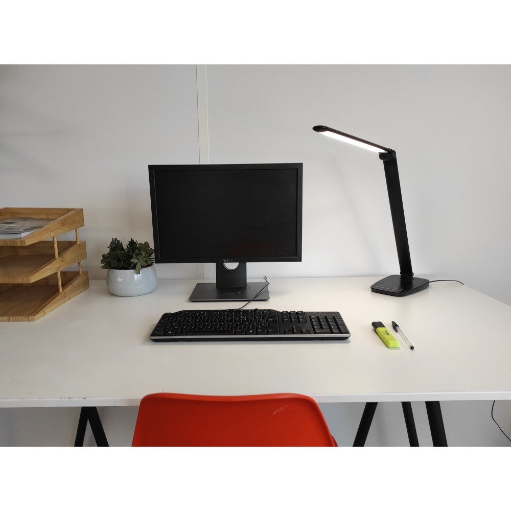 Unilux TWISTLED Schreibtischleuchte schwarz, dimmbar, USB Ladefunktion, faltbar