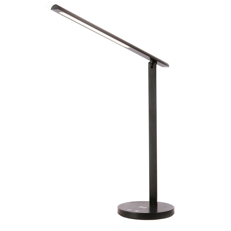 Unilux DIVA LED-Tischleuchte schwarz, Ladefunktion über Induktion und USB, Lichtstärke/-farbe dimmbar, Kopf neigbar