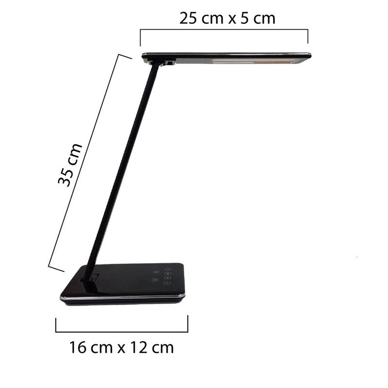 Unilux LINKA LED-Tischleuchte schwarz, Ladefunktion über Induktion und USB, Lichtstärke/-farbe dimmbar, Abschaltautomatik, faltbar