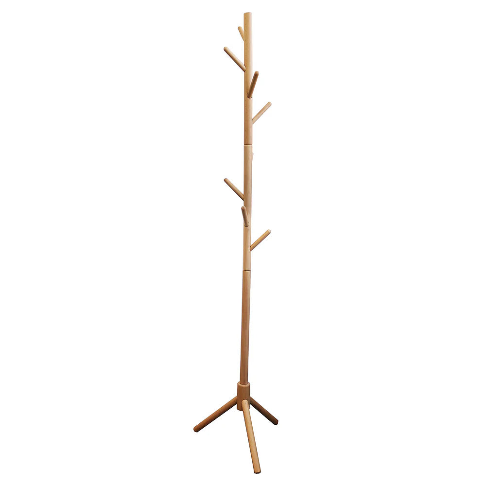 Unilux MIKADO Garderobenständer buche, platzsparende Echtholz-Garderobe mit 8 Kleiderhaken, Montage ohne Werkzeug, 177 cm hoch