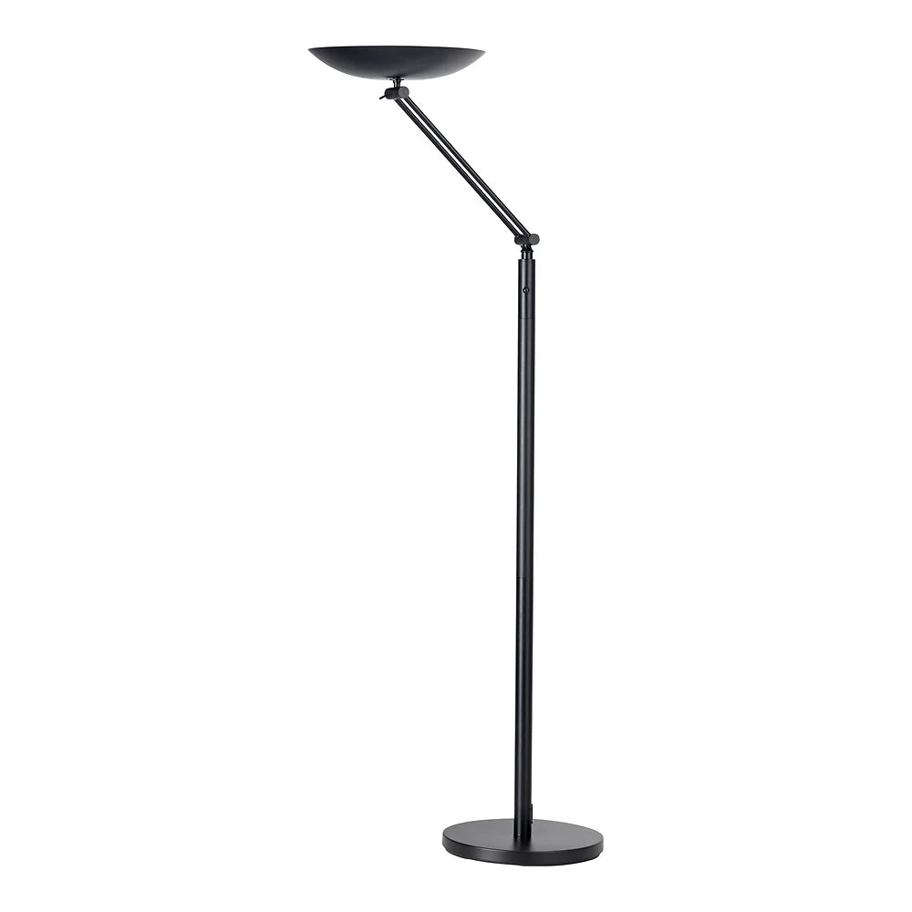 Unilux VARIALUX ARTICULATED LED-Stehleuchte schwarz, flexibel durch Gelenkarm, dimmbar, Drehschalter am Mast, warmweißes Licht