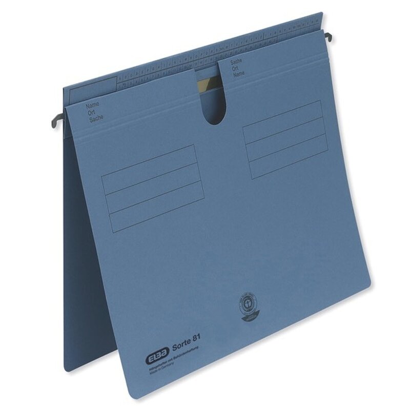 ELBA Hängehefter "Sorte 81", A4, aus 250 g/m² Manilakarton (RC), für ca. 200 DIN A4-Blätter, für kaufm. Heftung oder Amtsheftung