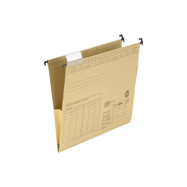 ELBA Hängetasche "VL", A4, aus 230 g/m² Natronkarton (RC), für vertikale und laterale Abhängung von ca. 330 DIN A4-Blättern, seitlich geschlossen mit Leinenfröschen, naturbraun