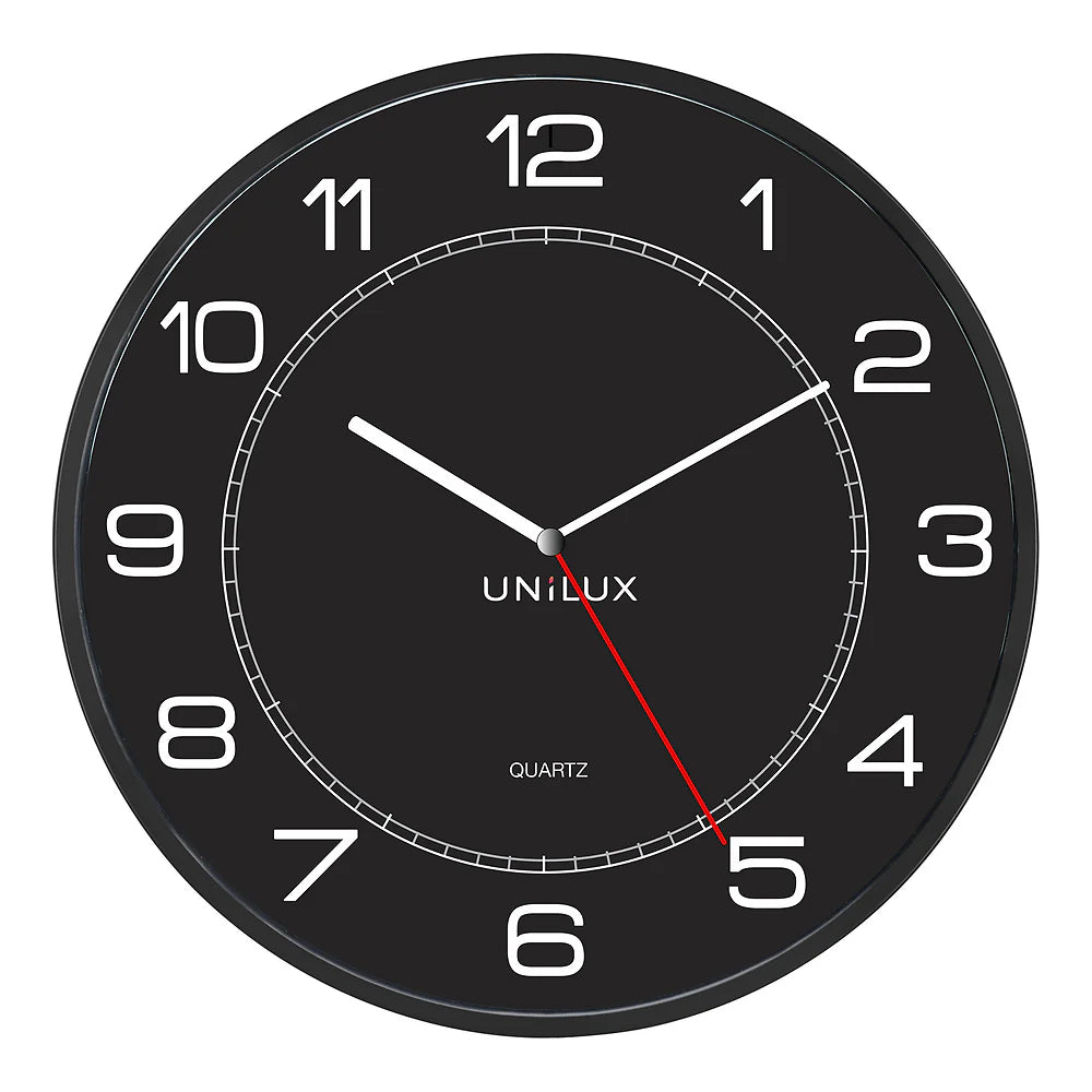Unilux MEGA Wanduhr schwarz, Durchmesser: 57,5 cm, Quarzuhrwerk