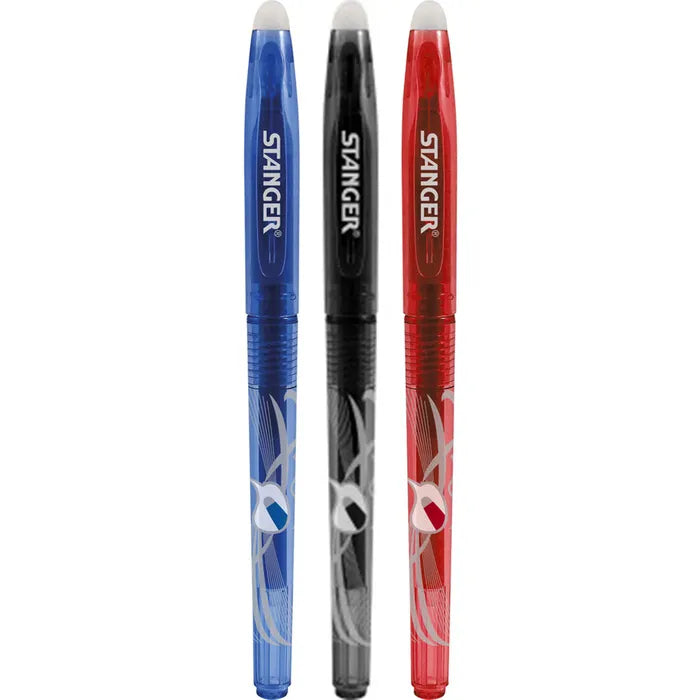Eraser Gel Pen mit Softgrip | Stanger | 0,7mm | schwarz / blau / rot