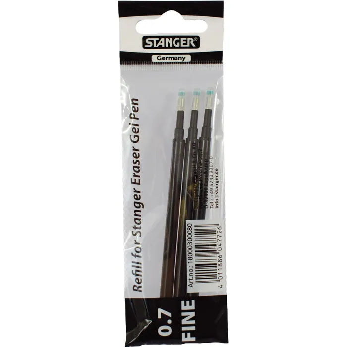 Gelschreibermine | Refill Eraser Gel Pen | 3 Stück | 0,7mm | schwarz