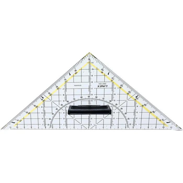 LINEX Geometrie-Dreieck mit Winkelmesser, Facette, metrischer Skala und abnehmbarem Griff - verschiedene Ausführungen
