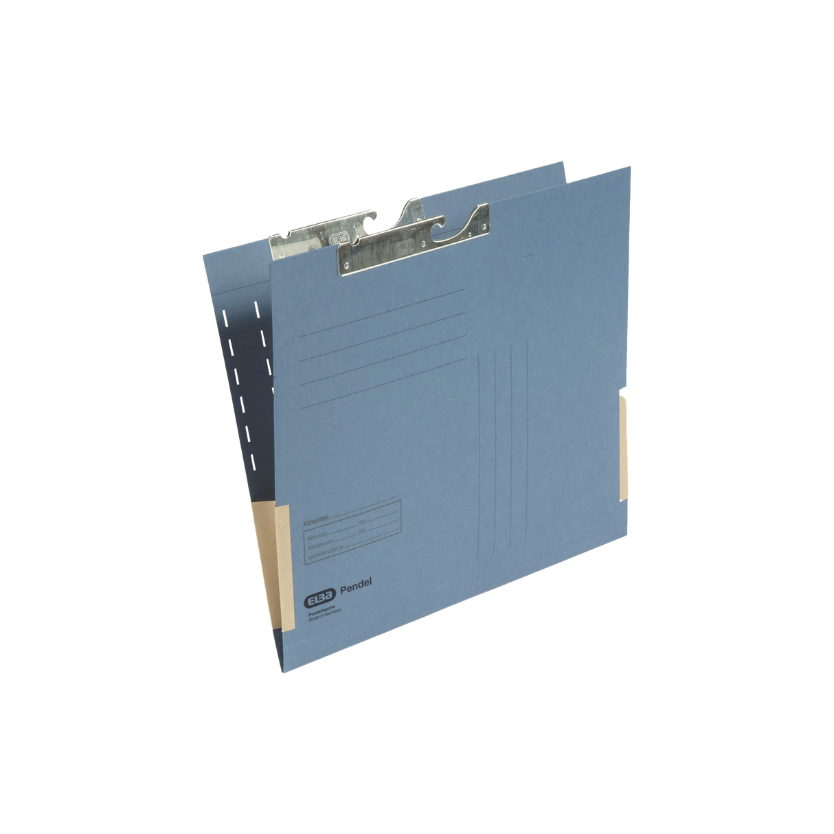 ELBA Pendeltasche A4, aus 320 g/m² Manilakarton (RC), für ca. 330 DIN A4-Blätter, seitlich geschlossen mit Dehnfröschen, mit Schlitzstanzung, Beschriftungslinien und Metallhängebeschlägen