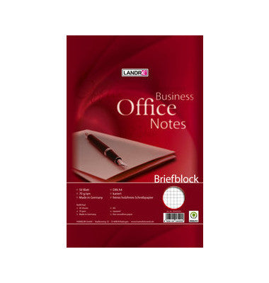 LANDRÉ Briefblock Notizblock | A4 | 50 Blatt | 70 g/m² | kariert