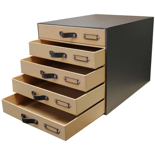 Oxford Ablagemodul mit 5 Schubladen A4+ FSC recycelt, mit Ledergriffen