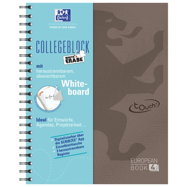 Oxford TOUCH European book 4, A4+, 120 Blatt, incl. Whiteboard, braun - braun