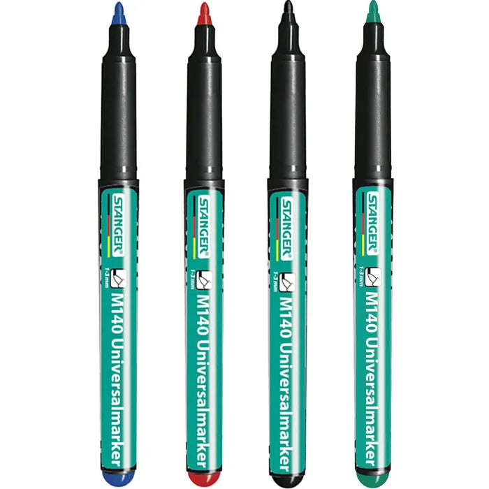 Stanger Bestmark M140 Universalmarker | 4er Set | Blau, Rot, Schwarz und Grün