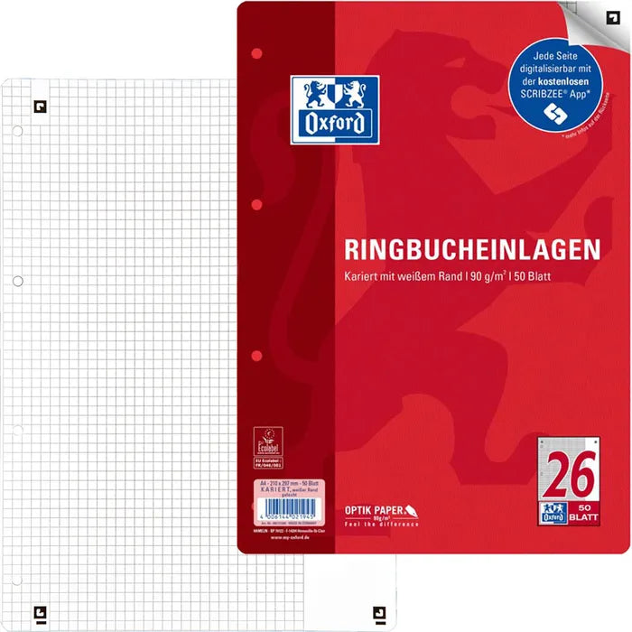 Oxford Ringbucheinlagen A4, verschiedene Lineaturen