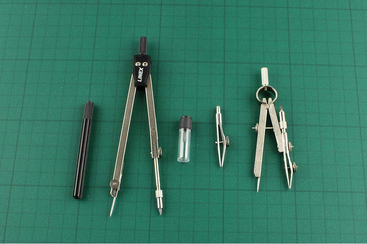 LINEX Zirkel-Set mit Kniegelenk, Stifthalter, Ersatzminen und Stechzirkel - verschiedene Ausführungen