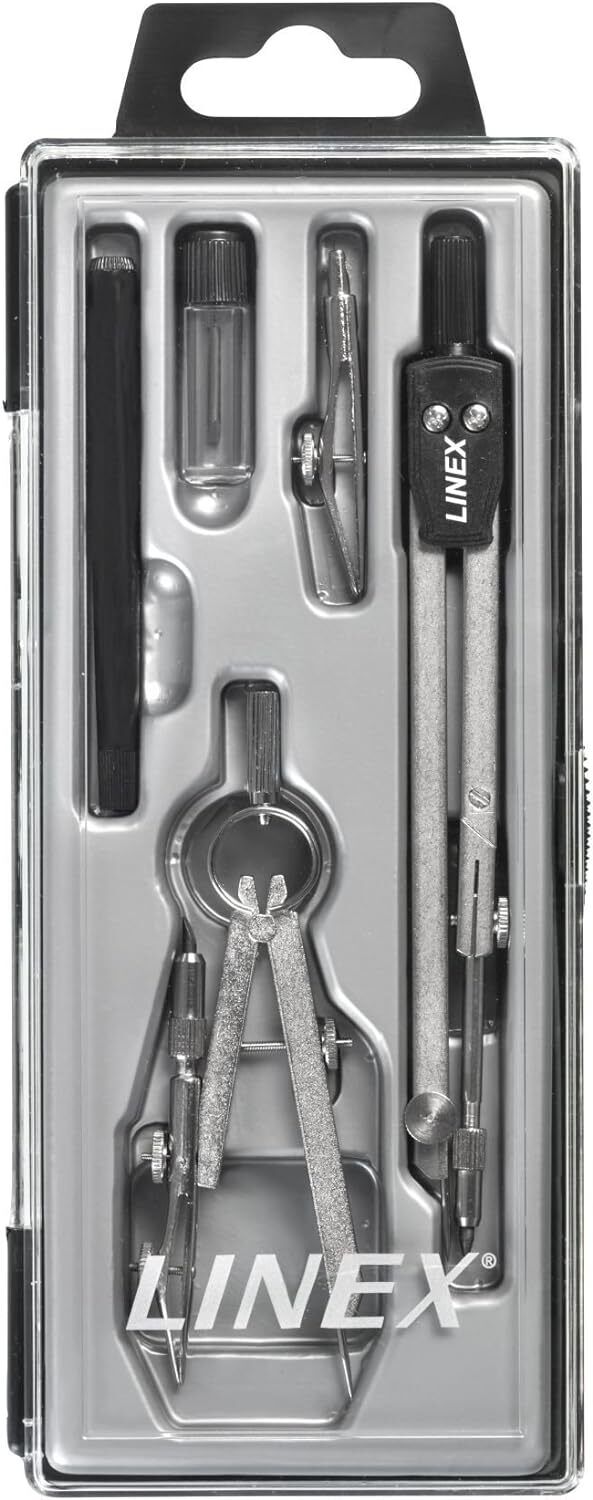 LINEX Zirkel-Set mit Kniegelenk, Stifthalter, Ersatzminen und Stechzirkel - verschiedene Ausführungen