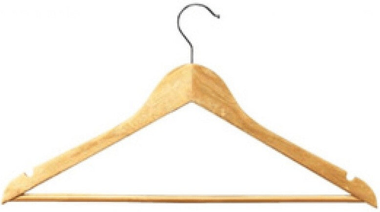 Unilux WOODY Formkleiderbügel aus Holz, mit Steg und Einkerbungen für Schlaufen, 25 Stück im Set