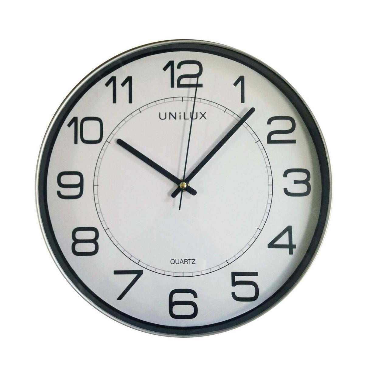 Unilux MAGNET Wanduhr mit Magnetbefestigung metallgrau, Durchmesser: 30,5 cm, Quarzuhrwerk, m. Batterie