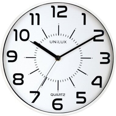 Unilux POP Wanduhr, 30 cm Durchmesser, Quarzuhrwerk mit leise schleichenden Zeigern, Batterie inklusive