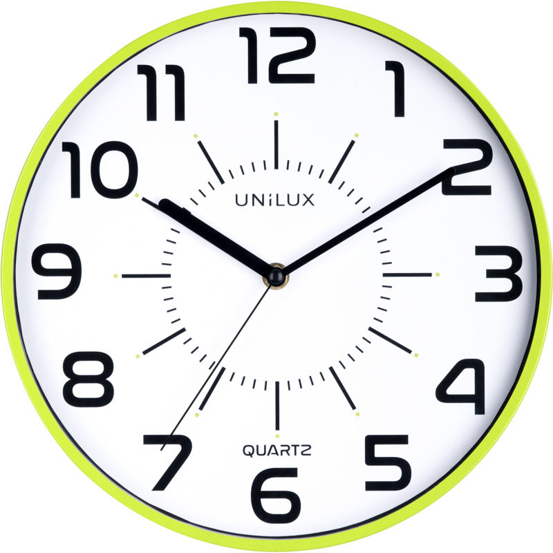 Unilux POP Wanduhr, 30 cm Durchmesser, Quarzuhrwerk mit leise schleichenden Zeigern, Batterie inklusive