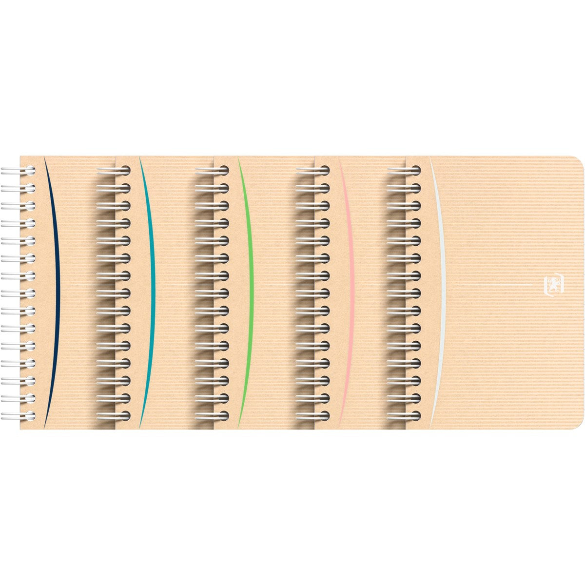 Oxford Touareg Spiralbuch 9x14 cm, Doppelspirale, 90 Blatt, 5mm kariert, Optik Paper 100% recycled, farblich sortiert