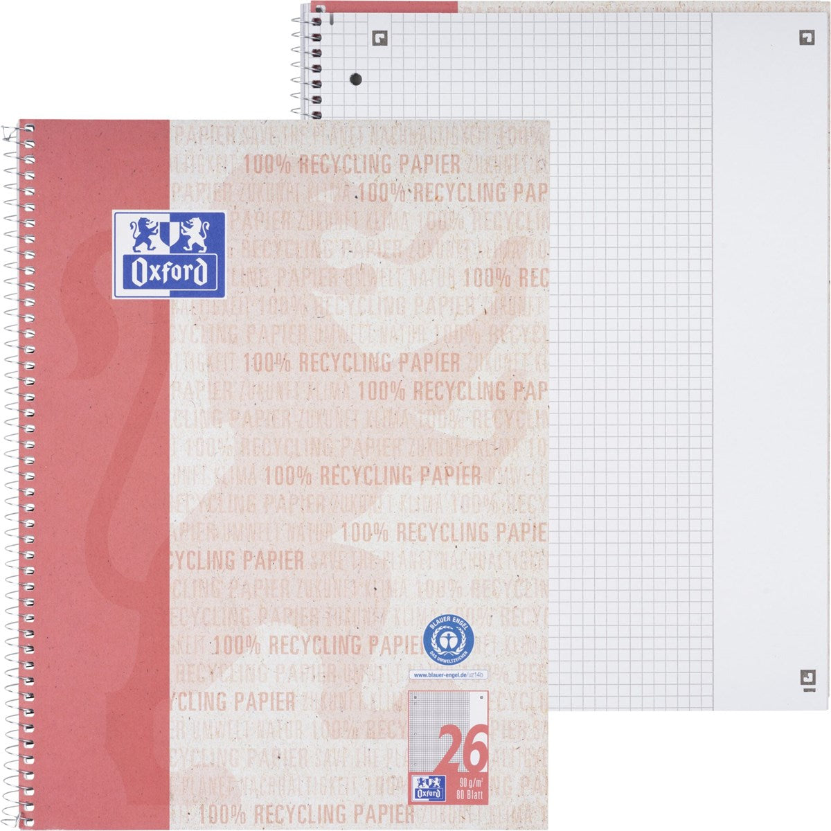Oxford Recycling Collegeblock A4+ und A5+, 80 Blatt, Optik Paper® - verschiedene Ausführungen